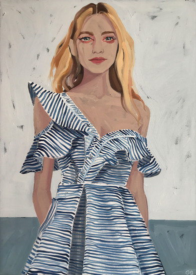 Gill button she wore blue stripes 392 xxx q85